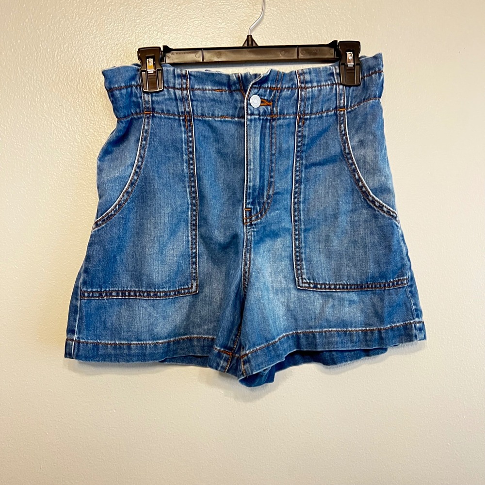 Banana Republic Womens High Rise Paperbag Denim Shorts Medium Wash Blue Size 6